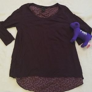 Ann Taylor Purple Floral Blouse 3/4 Sleeve XS EUC